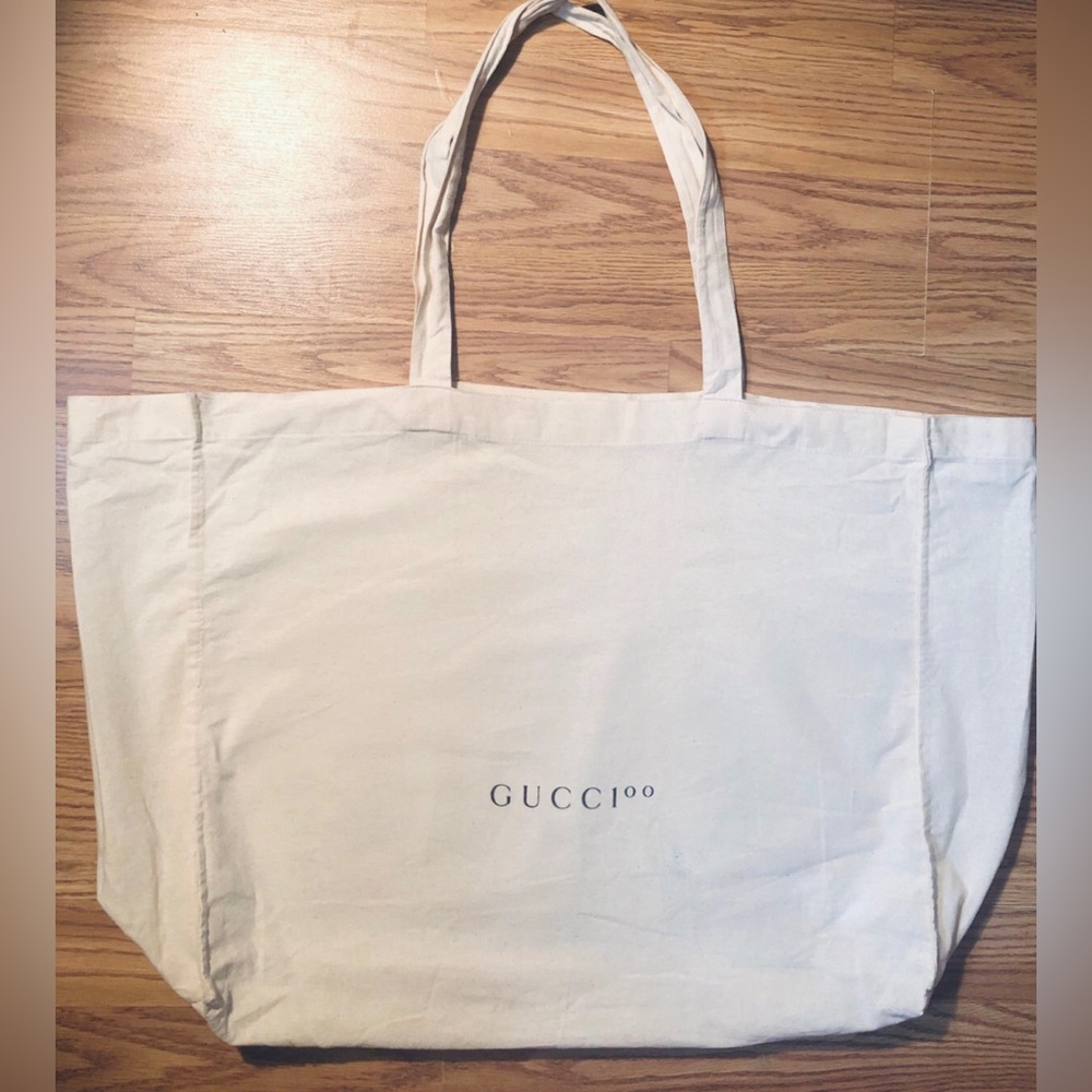 Gucci XL Cotton Canvas Tote Duffle Bag 18x20” inch 
Shoulder Strap Shopper